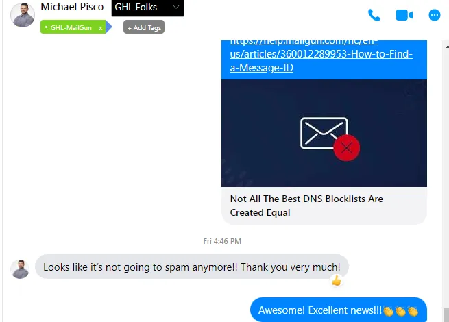Michael Pisco โ It's not going to spam anymore, thank you very much!